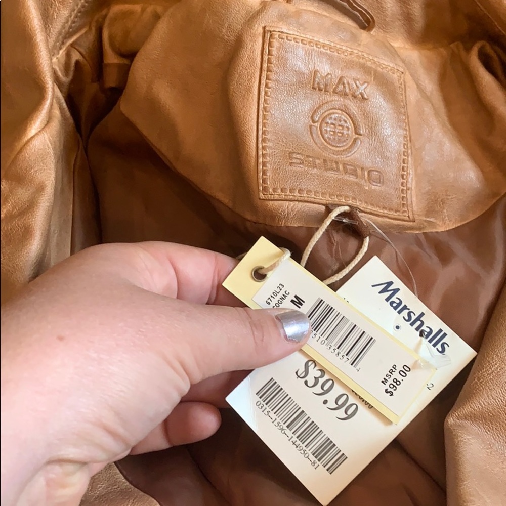 Tan leather jacket - Picture 5 of 5